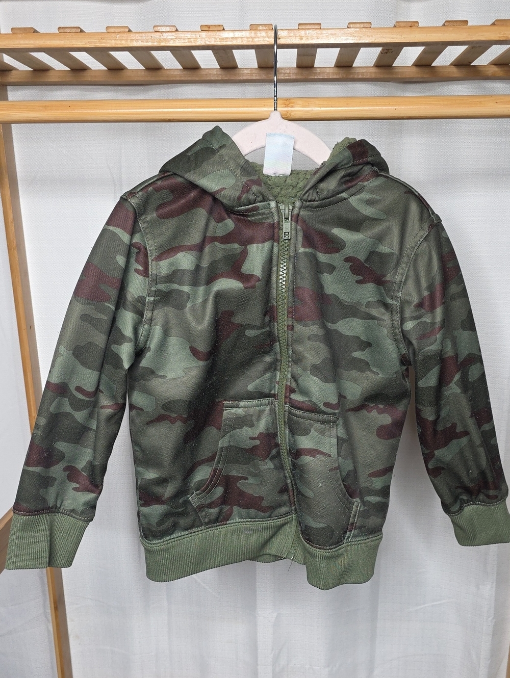 healthtex Boys Camo Hooded Zip Jacket in Green
